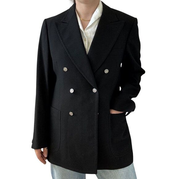 Vintage Seeger Black Wool Double Breasted Sport Coat Blazer Sz 40 - Picture 8 of 11